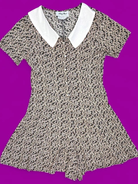 Vintage Other - Vintage Amy Too! Girls SZ (14) Floral Collar Coquette Romper